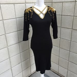 Vintage Knit dress w/embellished neckline